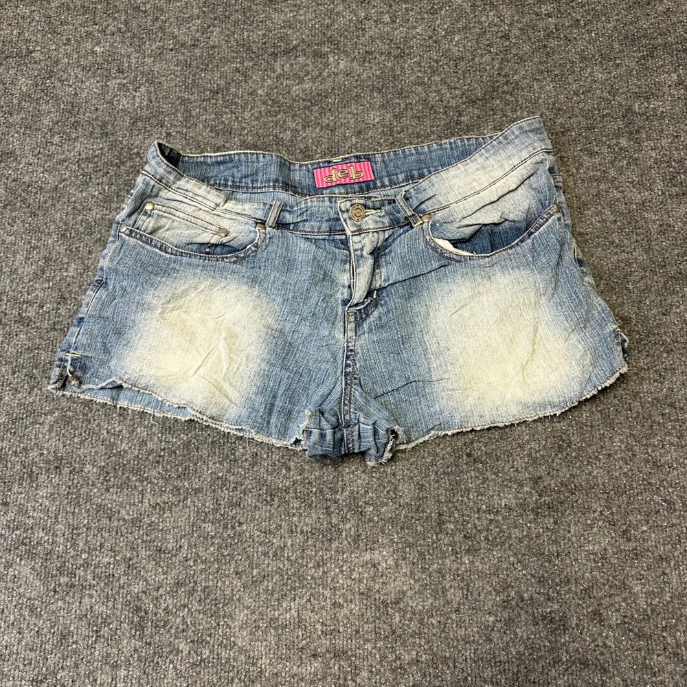 Deb Denim Shorts Womens Size 13 Light Wash Low Rise Raw Hem Casual Summer 43081